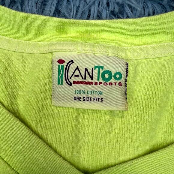 VINTAGE Lake Winnipesaukee Flower Green Blue T Shirt One Size Retro 90s - Picture 8 of 9